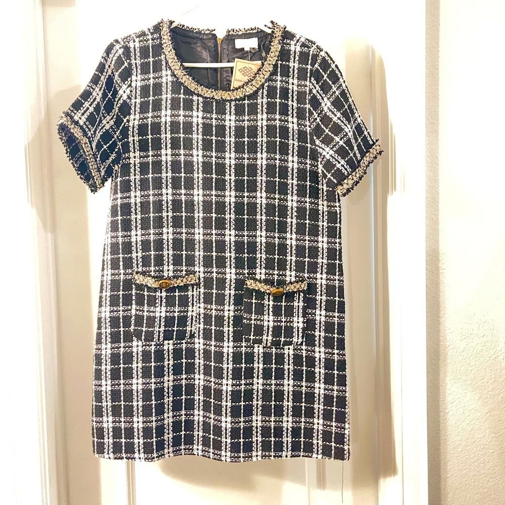 Plaid tweed dress.